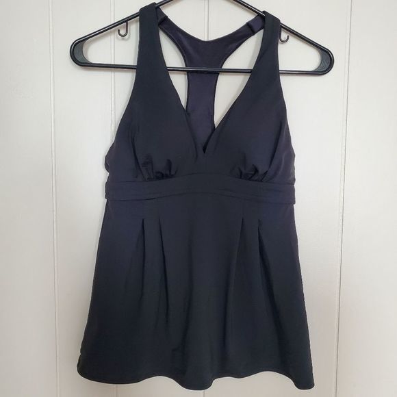 Land's End Black Bathing Tankini Swim Suit Top Tank Size 4 - Picture 2 of 10